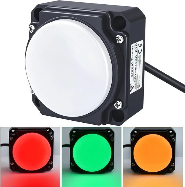 Main image of 3-Color LED Warning Light, 30mm Hole, Red/Yellow/Green Stack Light, 85dB Buzzer, Industrial Indicator Beacon, Column Signal Tower 24V Square 80 * 80mm