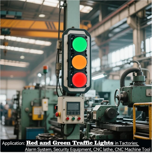 Alt view image 6 of 6 - 3-Color LED Warning Light, 30mm Hole, Red/Yellow/Green Stack Light, 85dB Buzzer, Industrial Indicator Beacon, Column Signal Tower 24V Square 80 * 80mm
