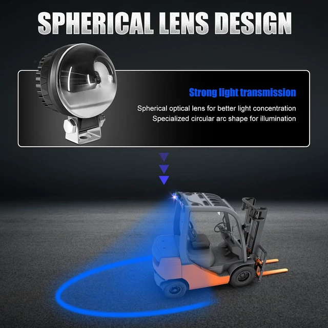 Alt view image 2 of 7 - New LED Forklift Safety Light Blue Arc Forklift Warning Light Warehouse Pedestrian Area Spotlight 30W DC 10-110V