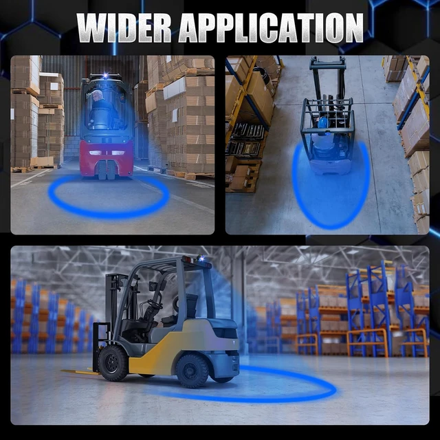 Alt view image 7 of 7 - New LED Forklift Safety Light Blue Arc Forklift Warning Light Warehouse Pedestrian Area Spotlight 30W DC 10-110V