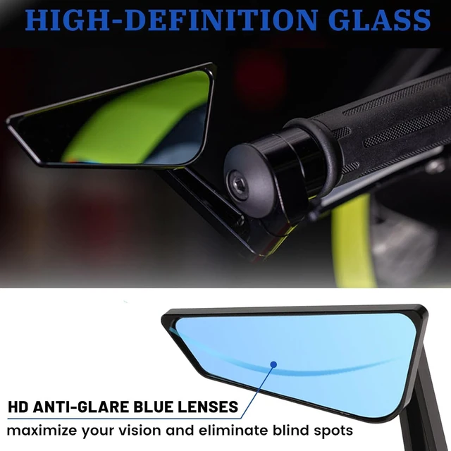 Alt view image 4 of 7 - Universal Motorcycle Bar End Mirrors, 7/8" 22mm Handlebar CNC Aluminum for Ninja Z900, Honda Grom, Yamaha, Suzuki, Ducati & Most Bikes