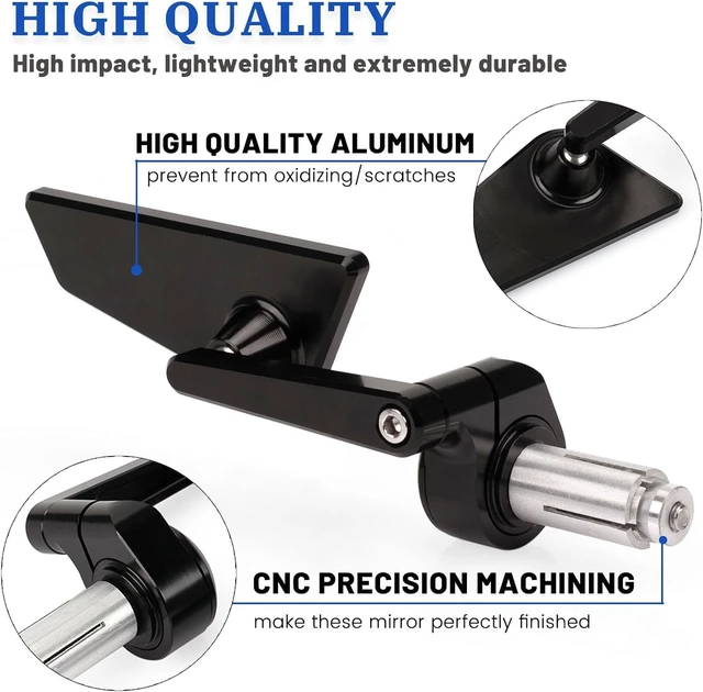 Alt view image 5 of 7 - Universal Motorcycle Bar End Mirrors, 7/8" 22mm Handlebar CNC Aluminum for Ninja Z900, Honda Grom, Yamaha, Suzuki, Ducati & Most Bikes