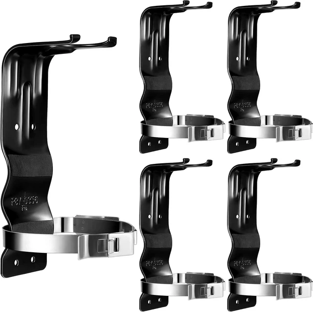 Main image of 5 Pack Fire Extinguisher Bracket 5 lb Wall Mount Stainless Steel Fire Extinguisher Holder for Home Truck Vehicle (Black)