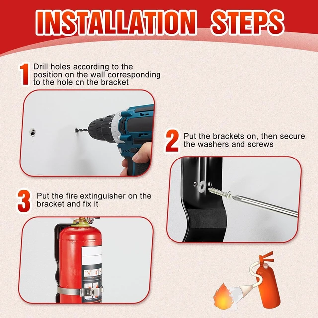 Alt view image 3 of 6 - 5 Pack Fire Extinguisher Bracket 5 lb Wall Mount Stainless Steel Fire Extinguisher Holder for Home Truck Vehicle (Black)