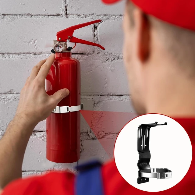 Alt view image 4 of 6 - 5 Pack Fire Extinguisher Bracket 5 lb Wall Mount Stainless Steel Fire Extinguisher Holder for Home Truck Vehicle (Black)