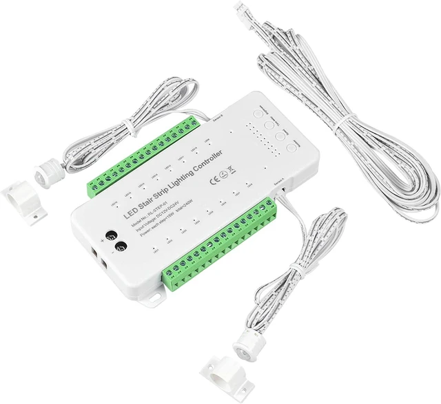 Main image of 16 Channel LED Motion Sensor Stair Light Controller Automatic Stairway LED Controller Light Step Lighting Controller System Speed Brightness Adjustable (16 Channels)