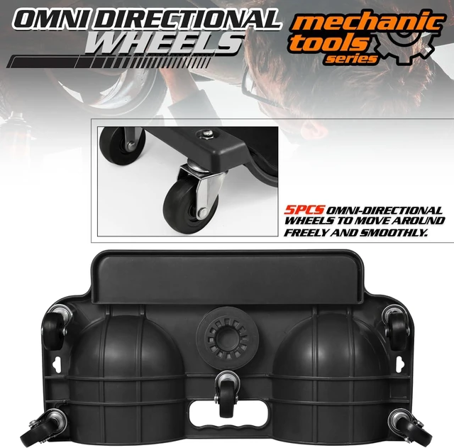Alt view image 4 of 7 - Rolling Knee Creeper Durable Knee Pads with Full 360 Degree Turn Casters and Tool Tray, Garage Kneeling Pads on Swivel Castors for Home Workshop Auto Repairing Maintaining, Black