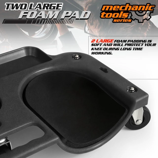 Alt view image 5 of 7 - Rolling Knee Creeper Durable Knee Pads with Full 360 Degree Turn Casters and Tool Tray, Garage Kneeling Pads on Swivel Castors for Home Workshop Auto Repairing Maintaining, Black