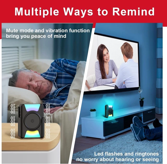 Alt view image 2 of 7 - 1000FT Wireless Hearing Impaired Doorbell, 2 Buttons, 3 Receivers