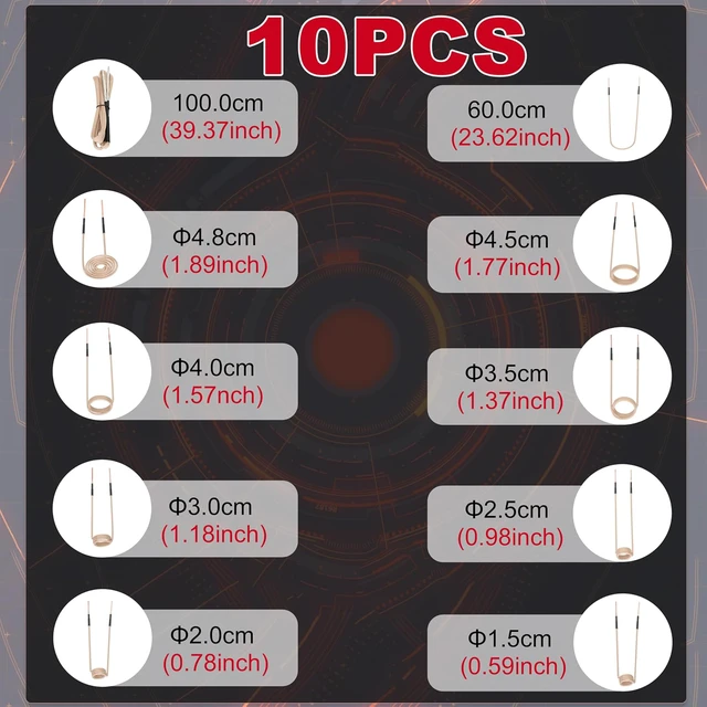 Alt view image 2 of 6 - Upgrated 10Pcs Induction Heater Coil Kit,magnetic induction coil insulation is not easy to come off, high durability suitable for magnetic induction heater