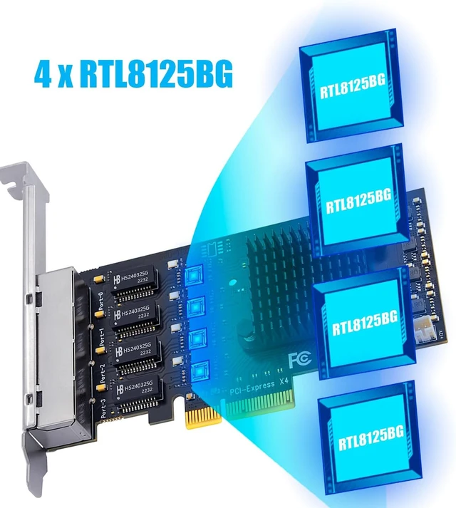 Alt view image 6 of 7 - LE8445 2.5Gb Network Card with 4 RJ45 Ports, Internal Ethernet NIC for PC, PCIE 2.0 X4 Interface