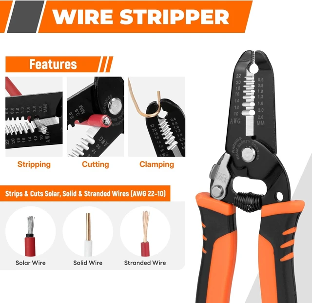 Alt view image 6 of 7 - 30PCS Solar Crimper Tool Kit - Crimping Tool, Wire Stripper, 25 Pairs Solar Connectors, Suitcase, and 2 Spanner Wrenches for Solar Panel Cable Assembly