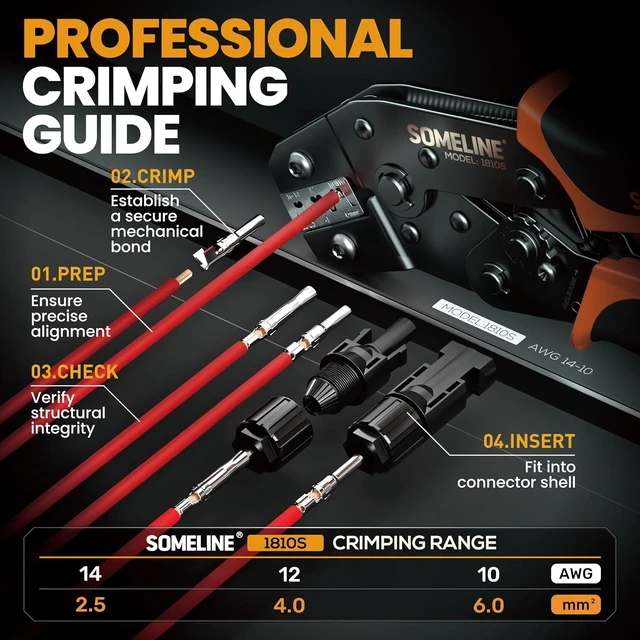 Alt view image 2 of 7 - Solar Connector Crimping Tool Kit, 14-10 AWG Crimper for Solar Panel Cables Connectors, Toolbox Kit with 6 Pairs of Solar Connectors and Wrenches, Strippers, Crimpers and Cable Cutter