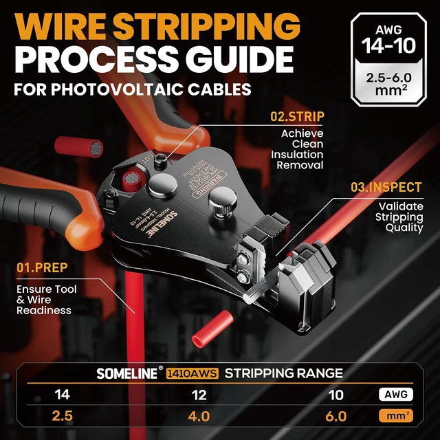 Alt view image 5 of 7 - Solar Connector Crimping Tool Kit, 14-10 AWG Crimper for Solar Panel Cables Connectors, Toolbox Kit with 6 Pairs of Solar Connectors and Wrenches, Strippers, Crimpers and Cable Cutter