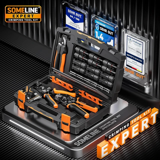 Alt view image 6 of 7 - Solar Connector Crimping Tool Kit, 14-10 AWG Crimper for Solar Panel Cables Connectors, Toolbox Kit with 6 Pairs of Solar Connectors and Wrenches, Strippers, Crimpers and Cable Cutter