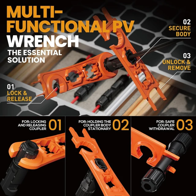 Alt view image 7 of 7 - Solar Connector Crimping Tool Kit, 14-10 AWG Crimper for Solar Panel Cables Connectors, Toolbox Kit with 6 Pairs of Solar Connectors and Wrenches, Strippers, Crimpers and Cable Cutter