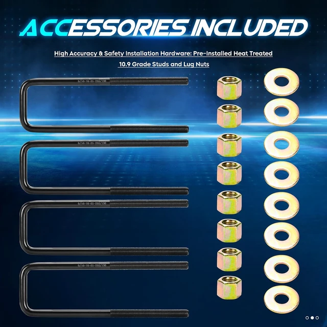 Alt view image 7 of 7 - 1" Rear Leveling Lift Block Kit w/Extra Long Square Leaf Spring U-Bolts Fit for 1988-1999 Chevy GMC K1500, 1995-1999 Tahoe Suburban 1500, 1999-2020 Chevy Silverado 1500 GMC Sierra 1500, Set of 2