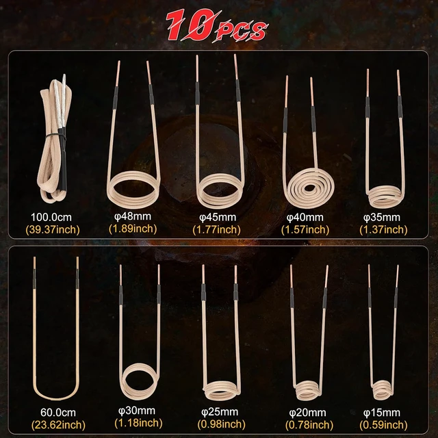 Alt view image 2 of 7 - Induction Heater Coil Kit 10pcs, Induction Heater Coils with Variety of Sizes, Flexible and Long Life Magnetic Induction Coils, Suitable for Magnetic Induction Heaters Removing Rusty Bolts & Nuts