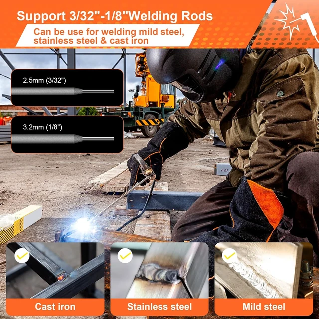 Alt view image 3 of 7 - 200A Stick Welder 110V, Mini Portable Inverter Welding Machine with Synergic Control, Digital Display, Hot Start, Arc Force, Anti-Stick - Includes Helmet,Gloves,20 Rods & Accessories