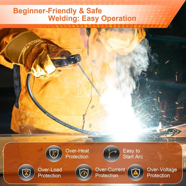 Alt view image 4 of 7 - 200A Stick Welder 110V, Mini Portable Inverter Welding Machine with Synergic Control, Digital Display, Hot Start, Arc Force, Anti-Stick - Includes Helmet,Gloves,20 Rods & Accessories