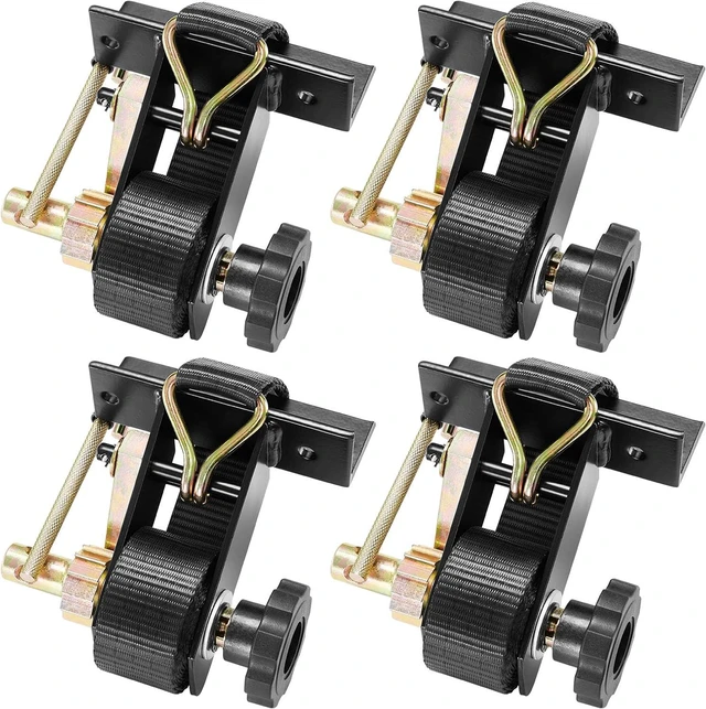Main image of Ladder Rack Ratchet Straps, 1.4" Black Square Tube Mount, 1.5'' Wide x 7.5' Long Black Ladder Rack Straps with Double J-Hooks, 500 lbs Load Heavy Duty, Cargo Buckle Lock Strap (4 Pack)
