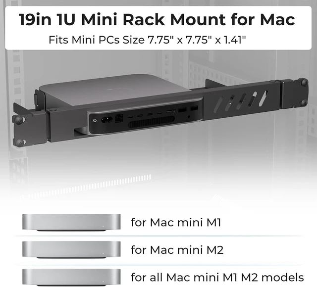 Alt view image 2 of 7 - Mini Rack Mount for Mac mini M1 M2, 19in 1U Hinged Server Rack Shelf, for All Mac mini M1 M2 Models, Mini PC Rack Mount for 19 inch Cabinet or Rack, with Cable Ties