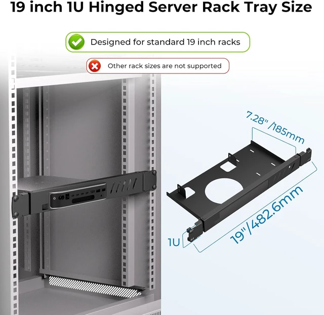 Alt view image 6 of 7 - Mini Rack Mount for Mac mini M1 M2, 19in 1U Hinged Server Rack Shelf, for All Mac mini M1 M2 Models, Mini PC Rack Mount for 19 inch Cabinet or Rack, with Cable Ties