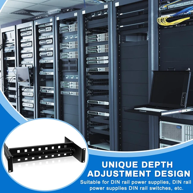 Alt view image 6 of 7 - 1 Pcs 19 Inch Din Rail Rack Mount Kit, Aluminum Adjustable, Black