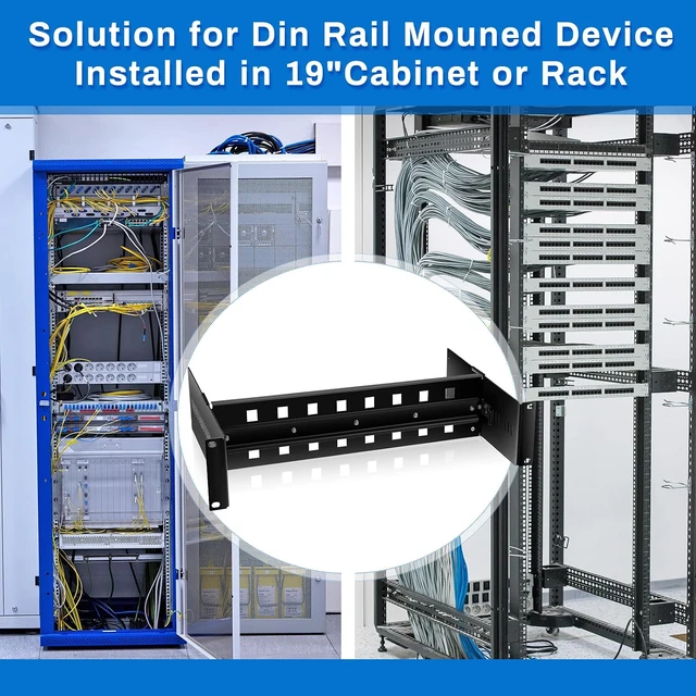 Alt view image 7 of 7 - 1 Pcs 19 Inch Din Rail Rack Mount Kit, Aluminum Adjustable, Black