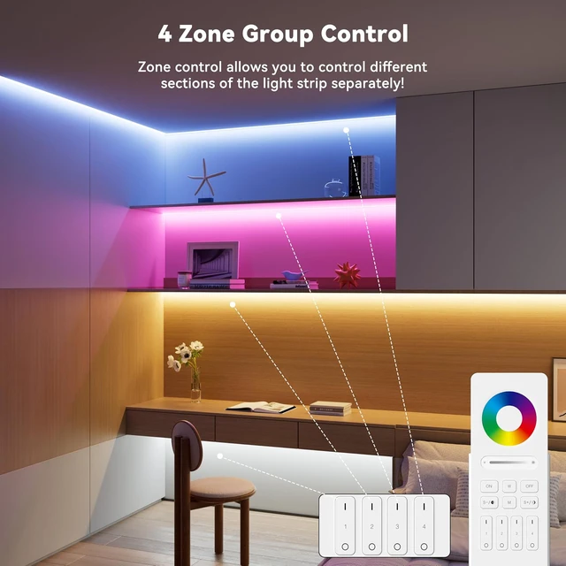 Alt view image 4 of 7 - Matter WiFi LED Controller Kit ML5 Compatible with Tuya APP/Homekit/Smart Life/Alexa/Google Home/Siri, DC12-48V Dimmable with RF Remote for Single Color/CCT/RGB/RGBW/RGBCCT LED Strip Lights
