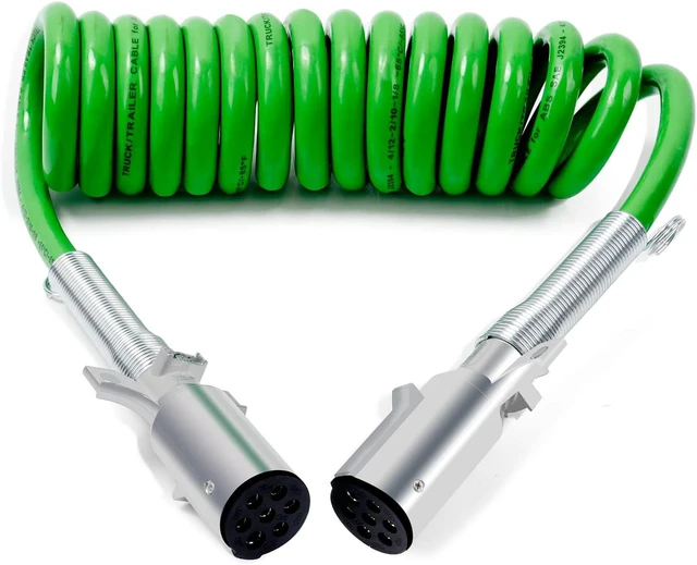 Main image of 7-Way ABS Trailer Cord, 15FT Green Heavy Duty Pigtail Wire