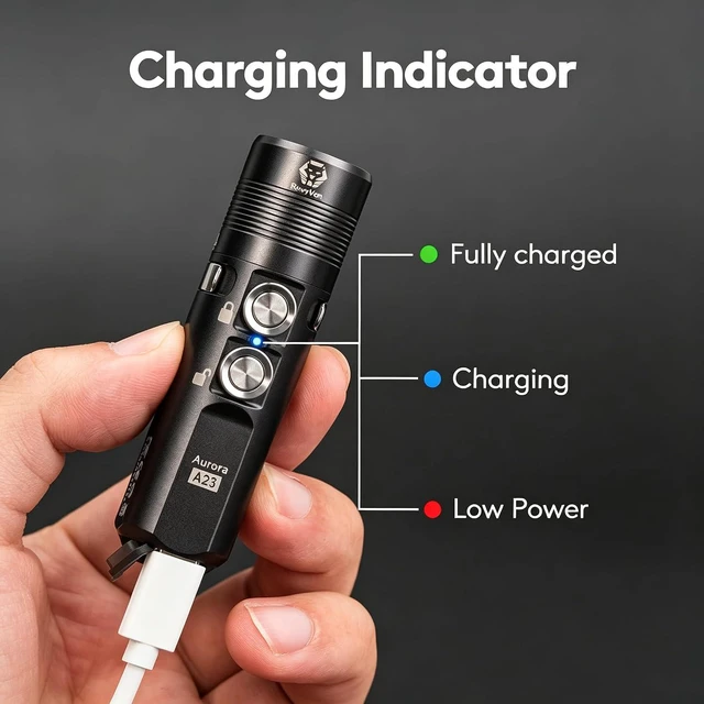 Alt view image 5 of 7 - Aurora A23 Small Keychain Flashlight 1,000 Lumens Super Bright with Magnetic Pocket Clip, USB-C Rechargeable, IPX8 Waterproof Metal Mini LED Keyring Flashlight, EDC Emergency Tool(Black)