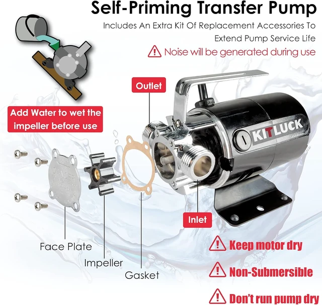 Alt view image 4 of 7 - Water Transfer Pump, 115V 1/10HP 330GPH Utility Water Pump Electric With 6ft Suction Hose Kit, Portable Small Water Pump For Pool Draining, Removing Water From Rain Barrel, Aquariums, etc.