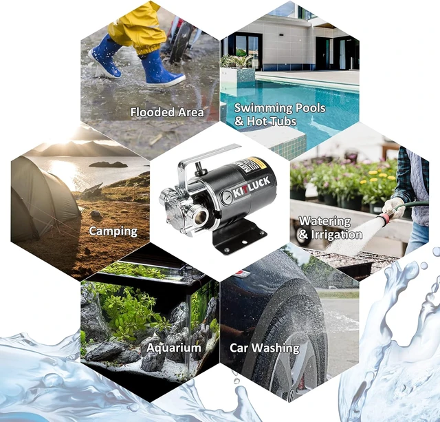 Alt view image 7 of 7 - Water Transfer Pump, 115V 1/10HP 330GPH Utility Water Pump Electric With 6ft Suction Hose Kit, Portable Small Water Pump For Pool Draining, Removing Water From Rain Barrel, Aquariums, etc.