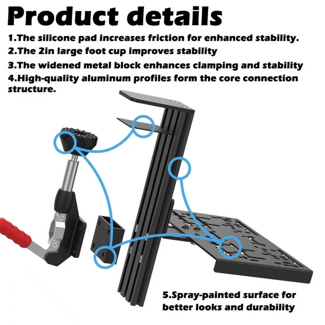 Alt view image 5 of 7 - Universal Desk Mount for Racing Shifter & Handbrake