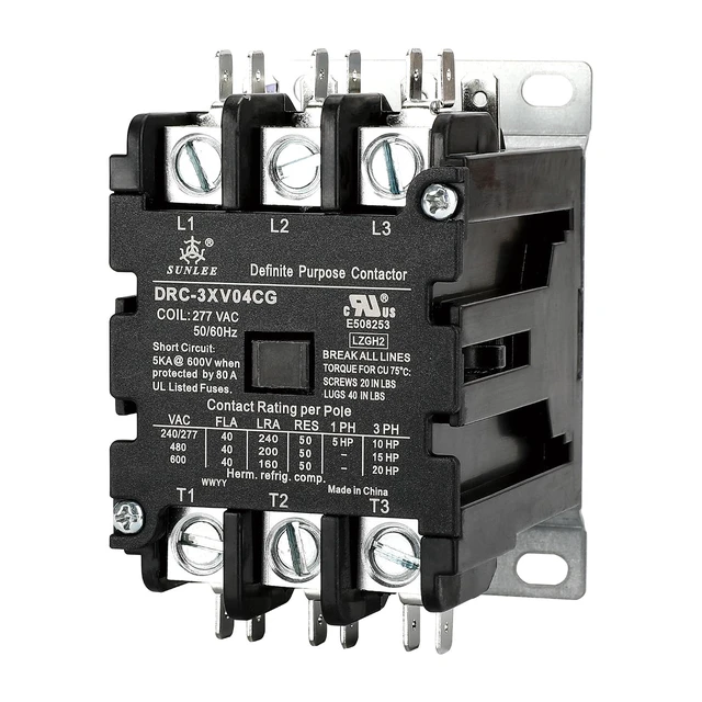 Main image of 3 Pole 40 Amp contactor 277V Coil UL DP Contactor HVAC Contactor A2L Compliant 42CF35AL Equivalent Lighting contactor