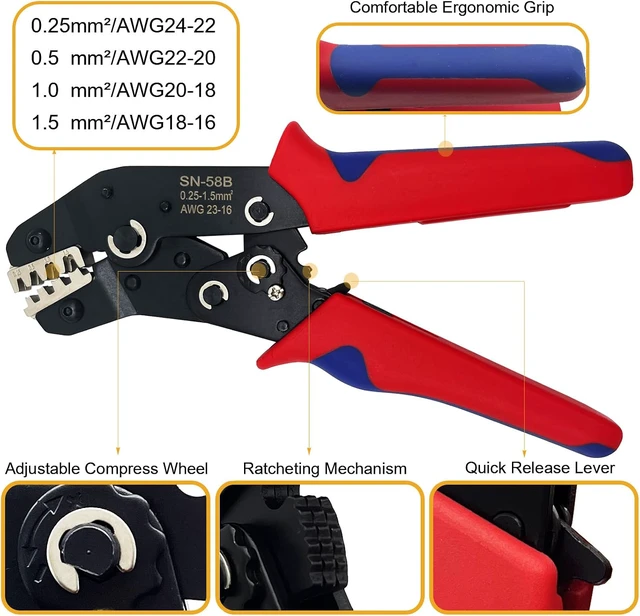 Alt view image 3 of 6 - Automotive Waterproof Wire Connector Kit with Crimper, 1/2/3/4/5/6 Pin, 64 Kit