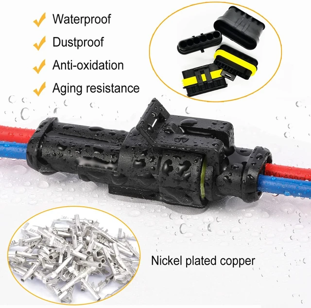 Alt view image 4 of 6 - Automotive Waterproof Wire Connector Kit with Crimper, 1/2/3/4/5/6 Pin, 64 Kit