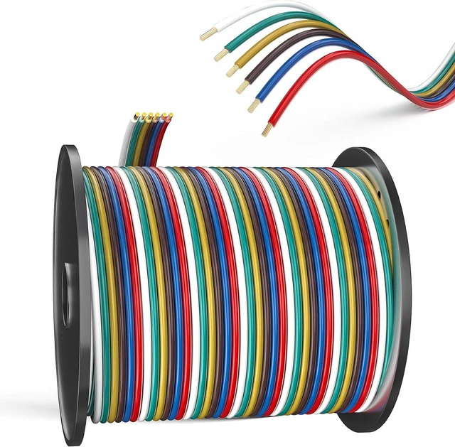 Main image of 100FT 14 Gauge 6-Way Trailer Wire, Color-Coded Wiring Harness