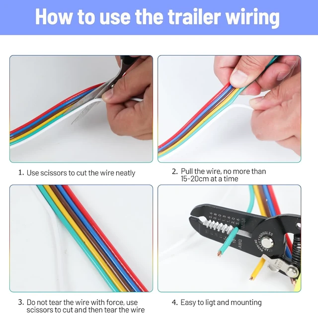 Alt view image 6 of 7 - 100FT 14 Gauge 6-Way Trailer Wire, Color-Coded Wiring Harness
