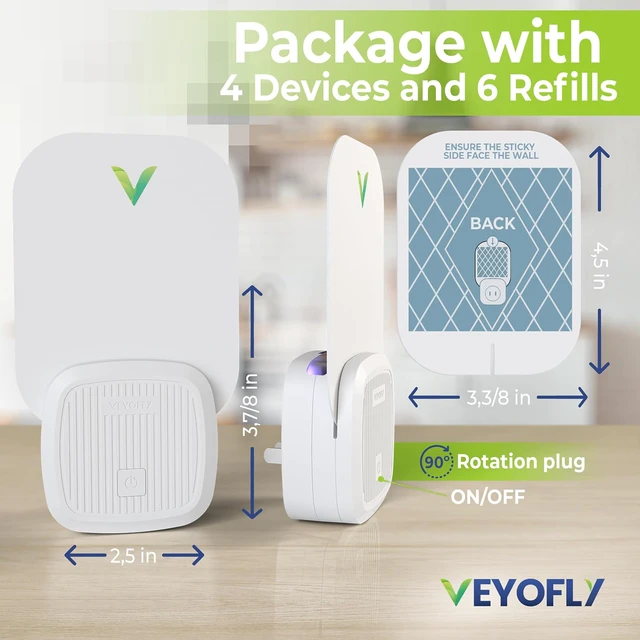 Alt view image 6 of 7 - Fruit Fly Traps Indoor Plug-in UV, Gnat Trap, 4 Device + 6 Refills