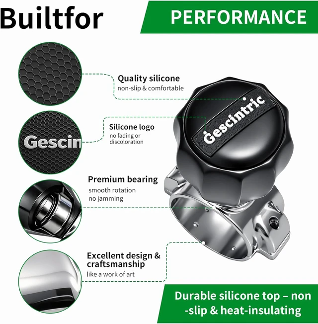 Alt view image 5 of 7 - Steering Wheel Spinner Knob, Black Logo