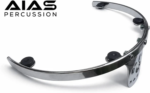 Alt view image 2 of 7 - 13 Inch 6 Lug Tom Hoop Suspension Mount, Chrome Plated Drum Isolation Hanger System, Resonance Enhancement Mounting Plate for Tom Drum Hardware