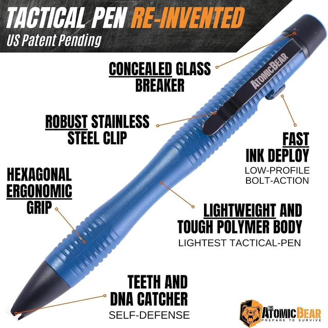 Alt view image 2 of 7 - Stealth Pen Pro Tactical Pen for Self Defense - Enhanced Writing Survival Pen with Glass Breaker to Escape & Defend - Bonus Training to Protecting Yourself - Great Gift for Men - Navy