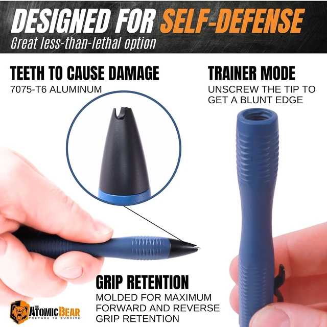 Alt view image 4 of 7 - Stealth Pen Pro Tactical Pen for Self Defense - Enhanced Writing Survival Pen with Glass Breaker to Escape & Defend - Bonus Training to Protecting Yourself - Great Gift for Men - Navy
