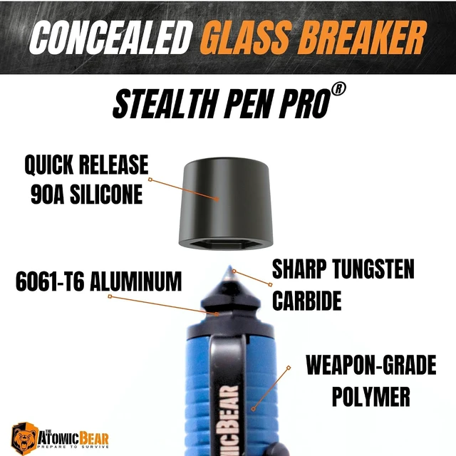 Alt view image 3 of 7 - Stealth Pen Pro Tactical Pen for Self Defense - Enhanced Writing Survival Pen with Glass Breaker to Escape & Defend - Bonus Training to Protecting Yourself - Great Gift for Men - Navy