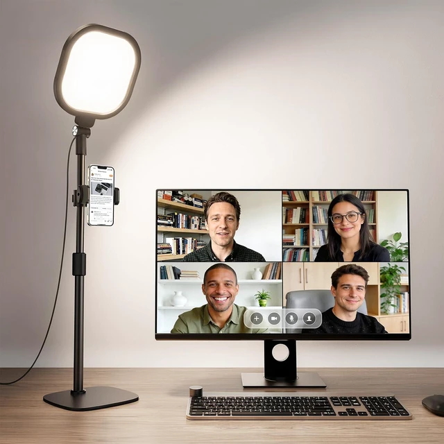 Main image of Zoom Lighting for Computer, Adjustable Desk Lighting for Video Calls, 30 Light Modes Video Conference Light, Desk Ring Light with Stand for Webcam, Meetings, Live Stream, Home Office. CRI 97.8