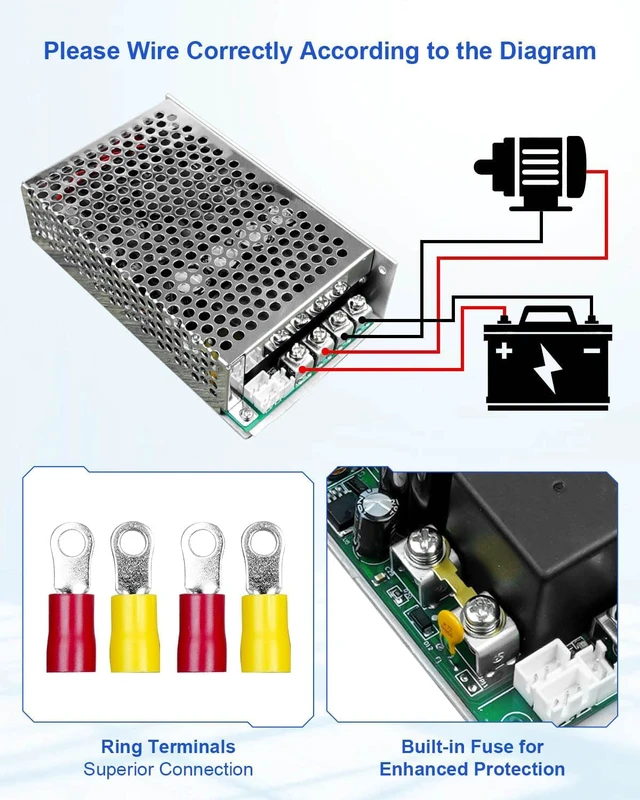 Alt view image 4 of 6 - DC Motor Speed Controller 10V-50V 60A 3500W PWM Drive with FNR Switch