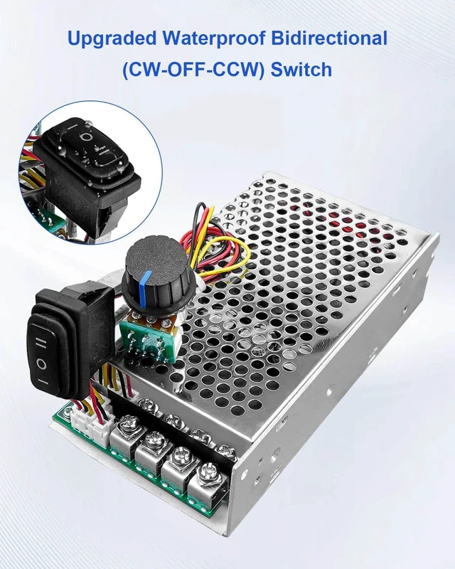 Alt view image 5 of 6 - DC Motor Speed Controller 10V-50V 60A 3500W PWM Drive with FNR Switch