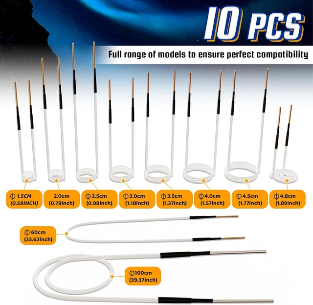 Alt view image 3 of 7 - 10Pcs Induction Heater Coil Kit, Screw Descaling Coils with 10 Different Sizes, Flexible and Durable, for Magnetic Induction Heaters, Removing Rusty Bolts and Nuts